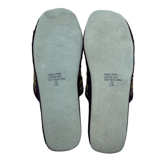 Suzanne Somers Loungewear Collection Slippers Burgundy Gold Beaded House Shoes - Picture 7 of 8
